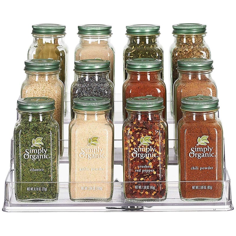 Home Intuition 3-Tier Spice Rack Step Shelf Cabinet Organizer, Clear (2) - Image 2